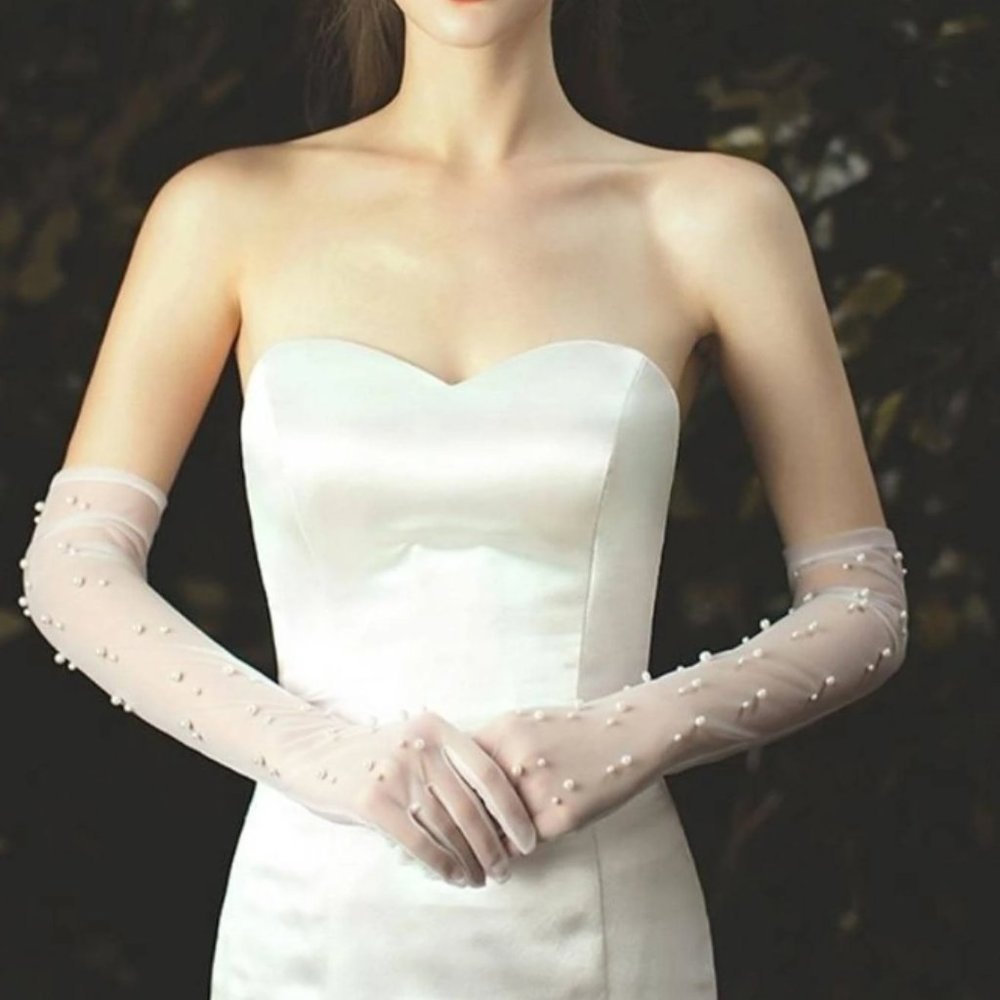 Bridal White Long Sleeve gloves  Weeding white long sleeve gloves